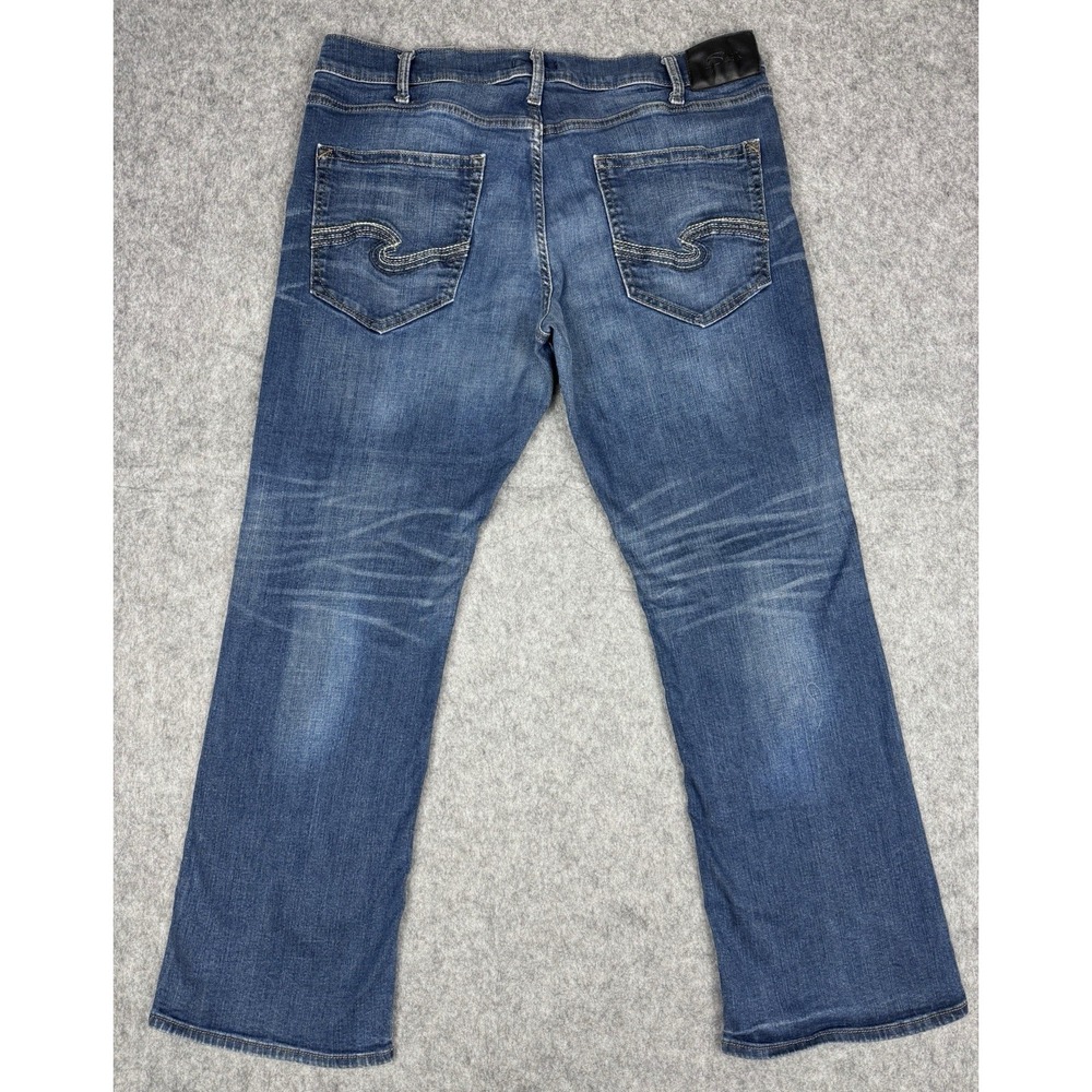 Silver Zac Jeans Mens 38x32 (Fits 38x30) Blue Stretch Denim Dark Wash Low Rise - Picture 13 of 14